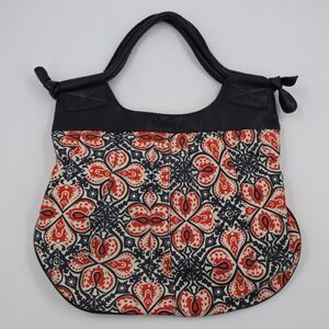 Rip Curl Hobo Bag Womens Medium Navy Red Paisley Cotton Faux Leather Trim Boho